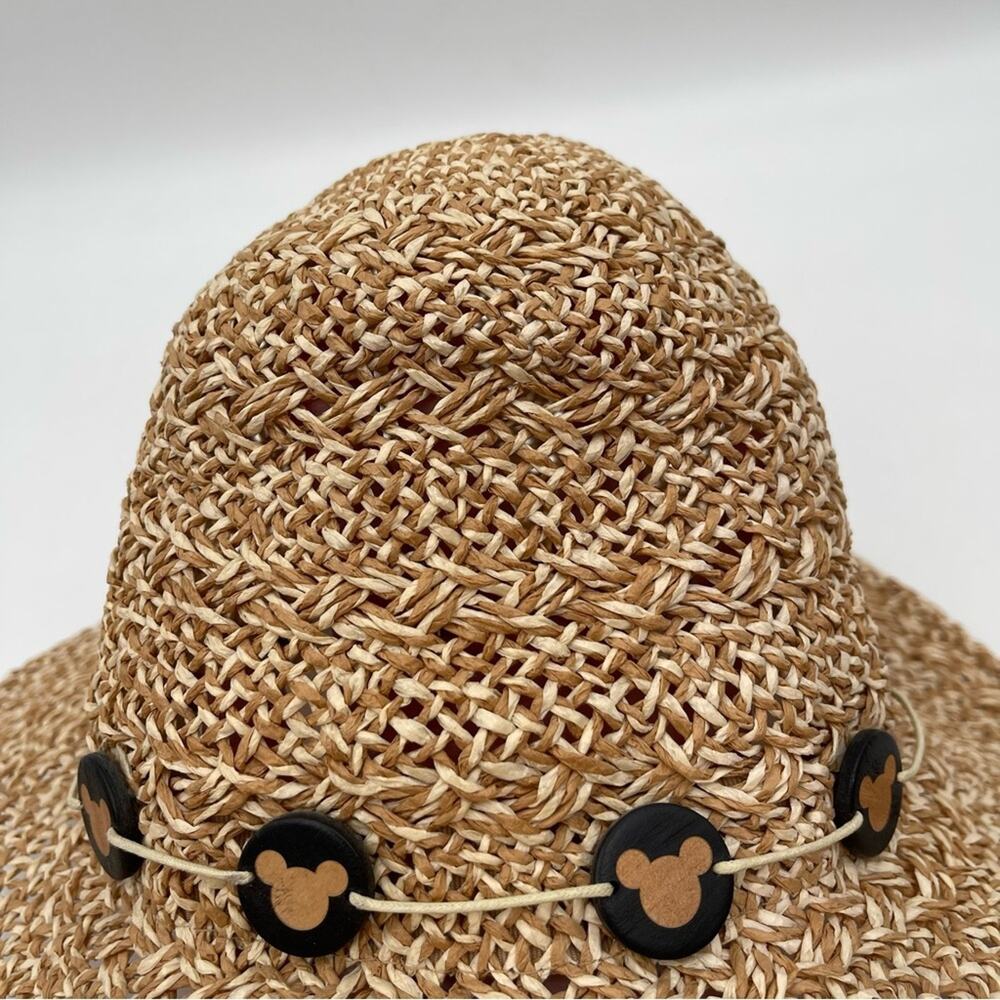 DISNEY PARKS Mickey Mouse Hat Floppy Straw Natural Sun Disney World Beach Tan - Picture 7 of 14